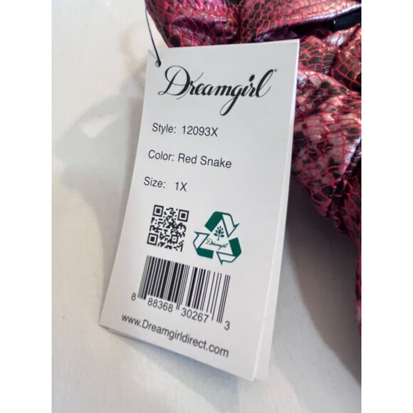 NEW WOMENS DREAMGIRL LINGERIE SIZE XL - RED SNAKE PATTERN - Picture 2 of 5